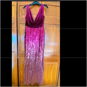 NWT! Rose gold and maroon Ombre sequin and velvet (prom) dress